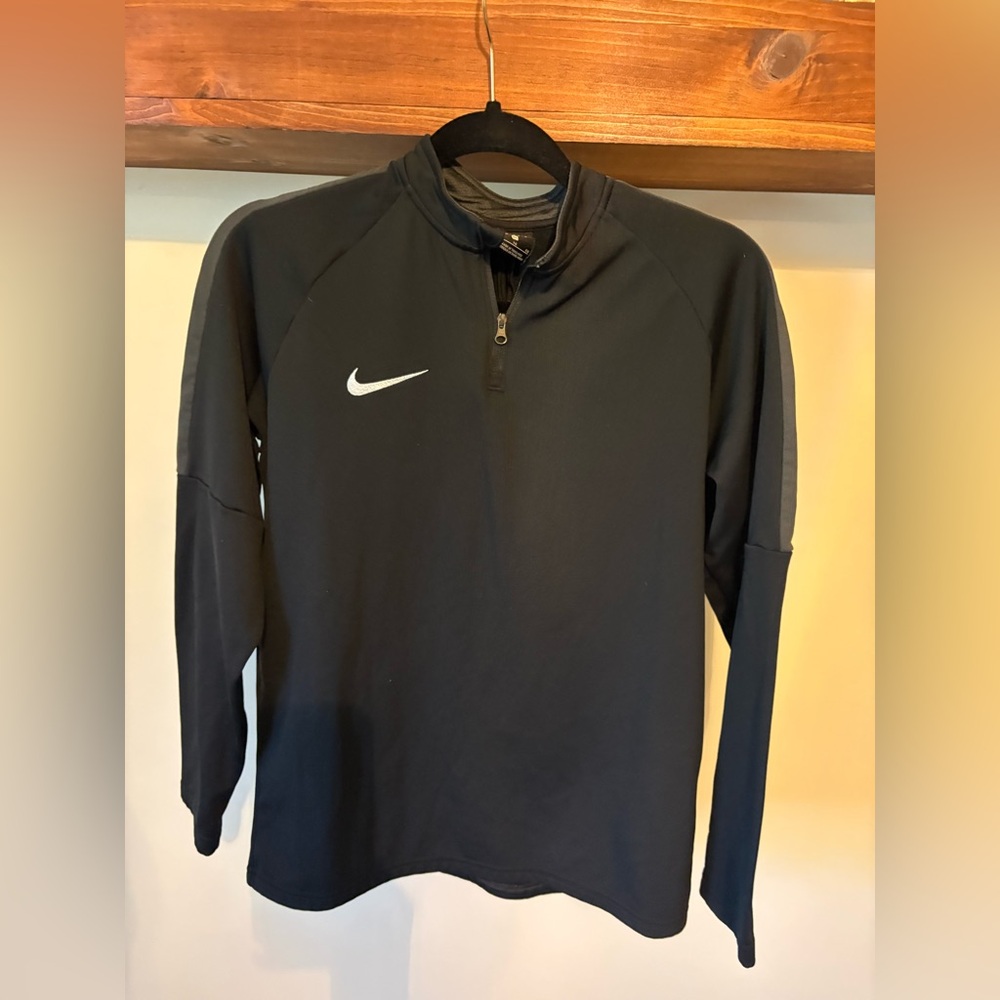 Nike Black Boy’s Quarter-Zip Performance Jacket with White Swoosh